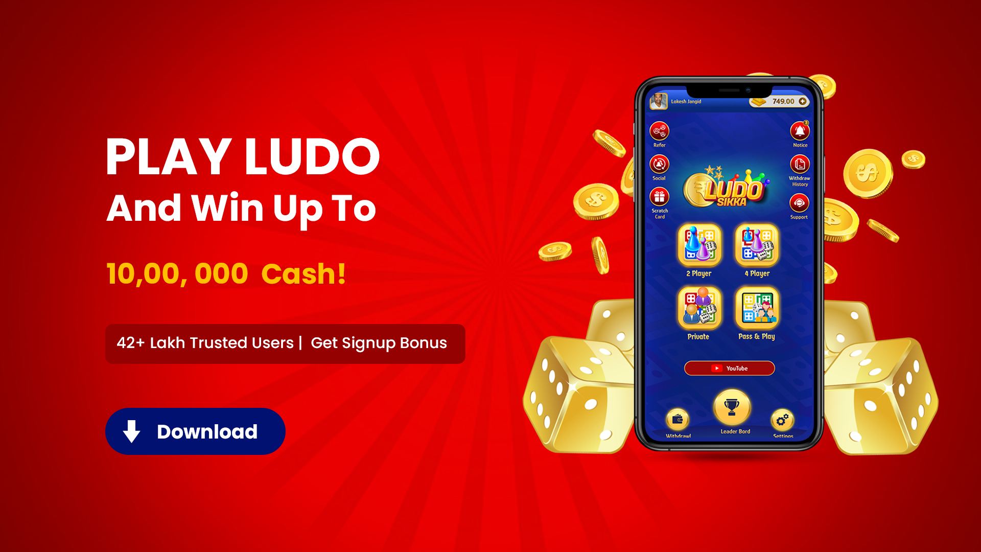 Play Ludo Online and Win Money Up To Rs. 10 Lakhs!